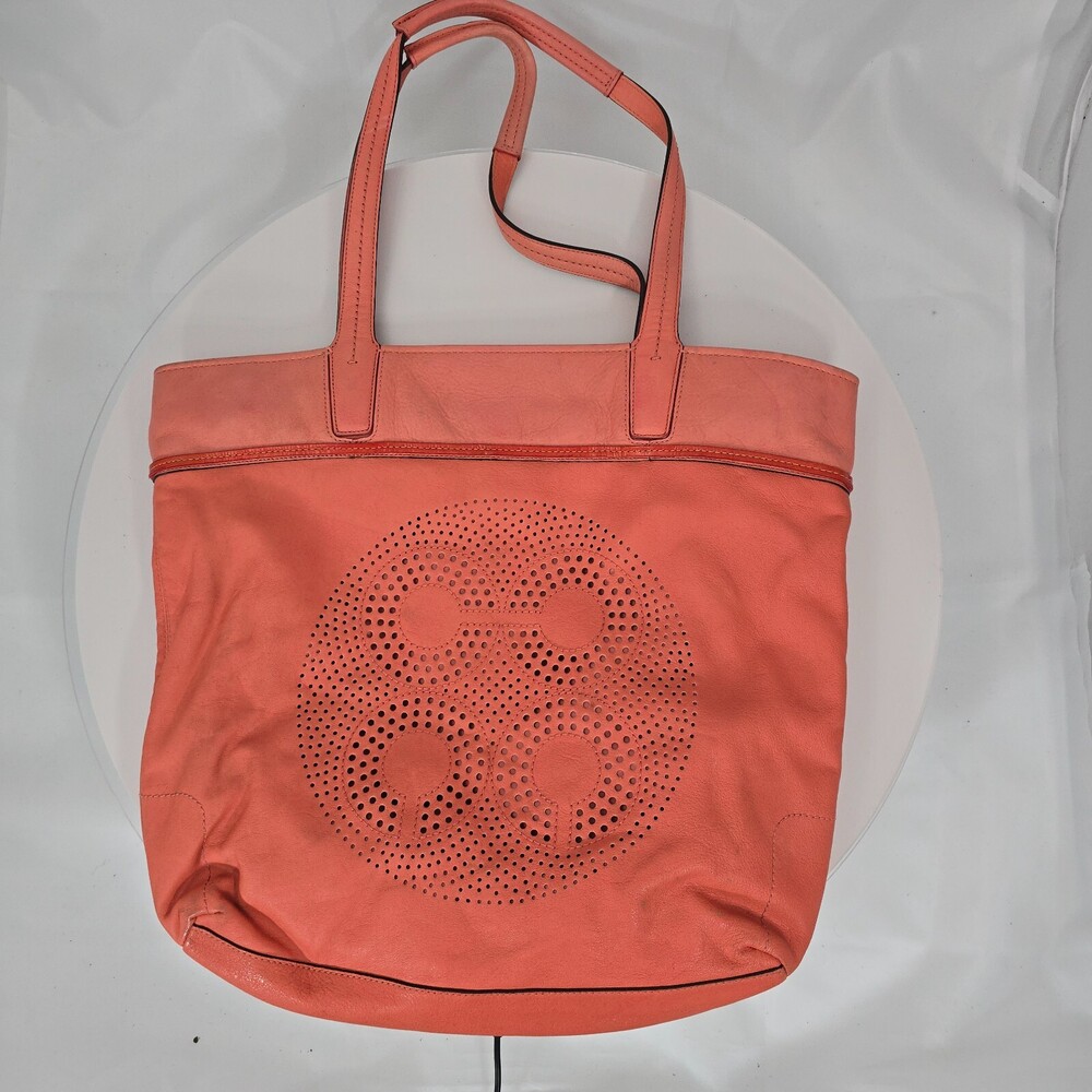 Worn Coach 17041 Audrey Leigh Laser Cut Perforated Leather Tote Shoulder Bag